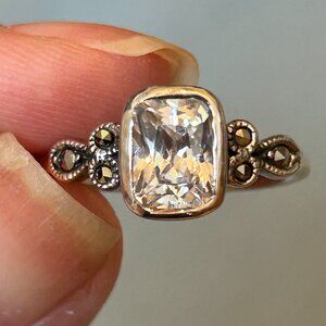 Sterling Cubic and Marcasite Ring